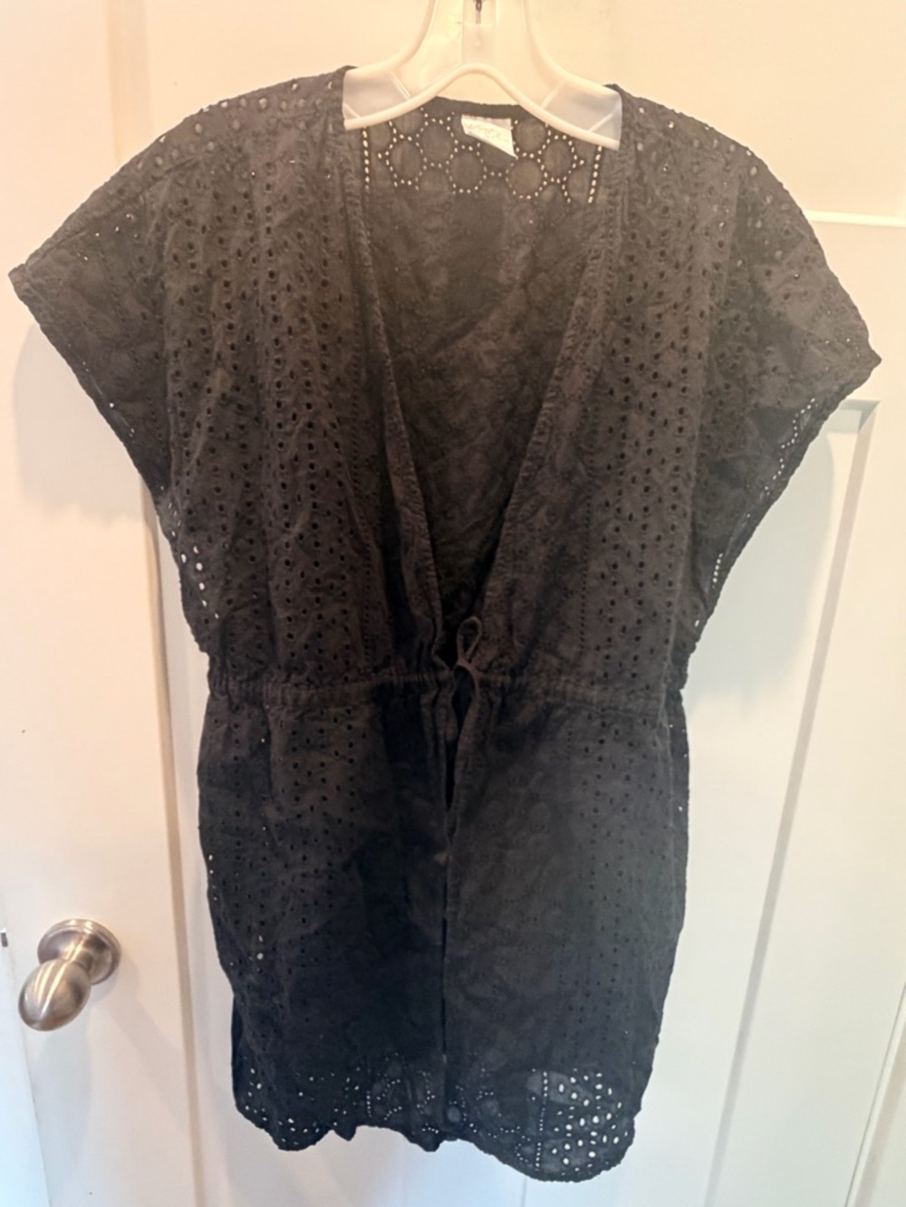 Kona Sol Black Eyelet Swim Cover Up Dress Boho Beach S/M